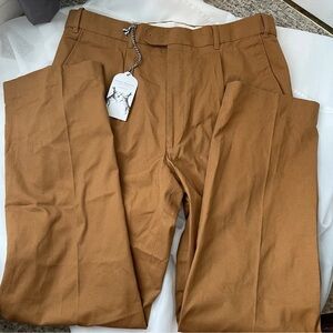 PETER CHRISTIAN Men's 36X 31 Orange/Brown 100% Cotton Single Pleated Dress Pants